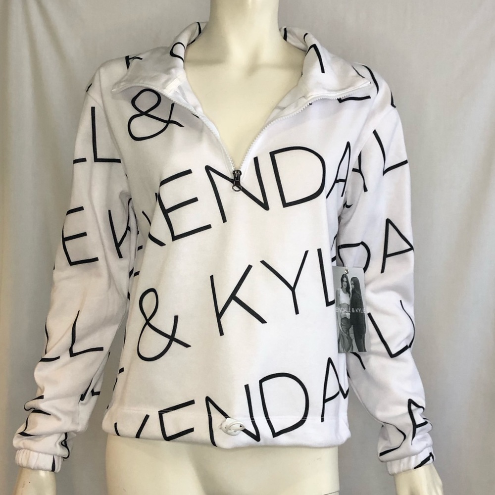 Kendall & Kylie woman’s white and black logo sweatshirt size large